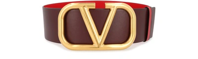 Shop Valentino Reversible Vlogo Belt H. 7 Cm In Rubin/rouge Pur