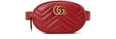 Shop Gucci Gg Marmont Belt Bag In Hibis Red Hibis Red