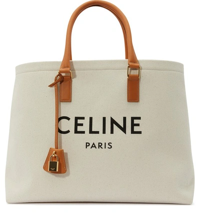 Celine Horizontal Cabas In Canvas In Natural/tan