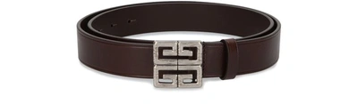 Shop Givenchy 4g Leather Belt In Brown