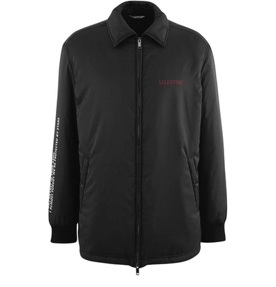 Shop Valentino Moon Puffy Overshirt Jacket In Black