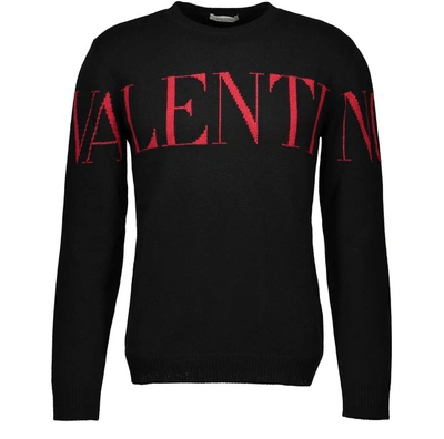 Shop Valentino New Logo Round Neck Cashmere Jumper In Nero+rosso