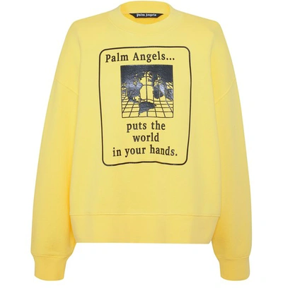 Shop Palm Angels World In Hands Sweatshirt In Yellow Black