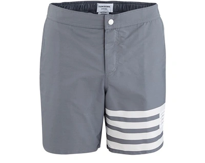 Shop Thom Browne 4-bar Swimming Shorts In Med Grey