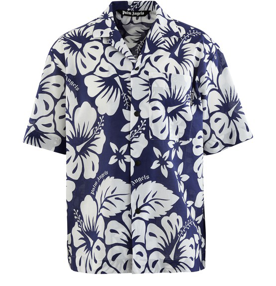 Palm Angels Blue & White Hawaiian Bowling Shirt In 3001 Bluwht | ModeSens