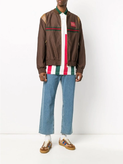 Shop Gucci Logo Jacket In Brown