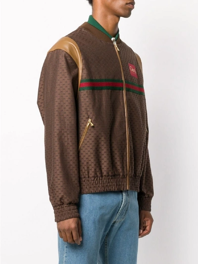 Shop Gucci Logo Jacket In Brown