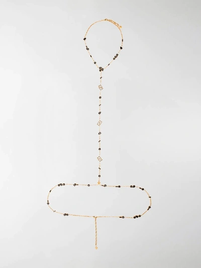 Shop Versace Crystal Body Chain In Gold