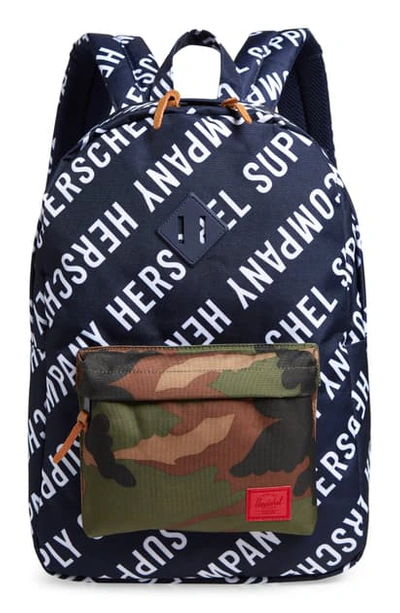 Shop Herschel Supply Co Heritage Print Backpack In Peacoat/ Woodland Camo