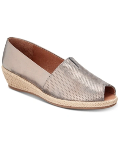 Shop Gentle Souls By Kenneth Cole Luci A-line Espadrille Wedges Women's Shoes In Pewter