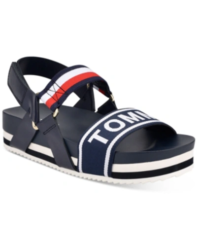 Tommy Hilfiger Bekett Stripe Flatform Sport Sandals In Dark Blue | ModeSens