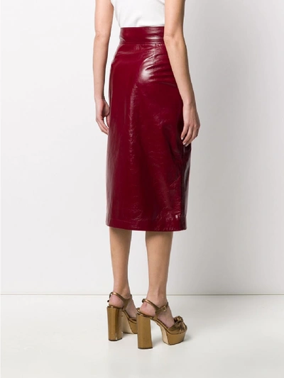 Shop Gucci Leather Skirt In Red