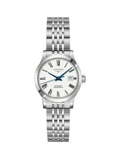 Shop Longines Record Collection Stainless Steel Bracelet Watch In White