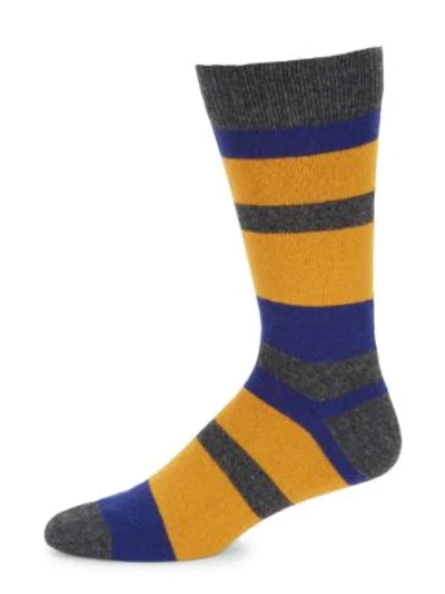 Shop Paul Smith Men's Maurice Colorblock Stripe Socks In Neutral