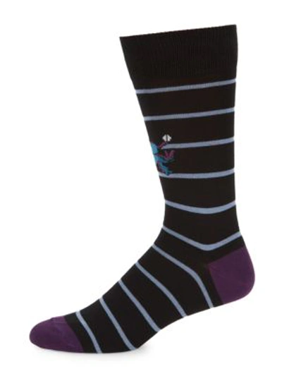 Shop Paul Smith Men's Alien Striped Socks In Black