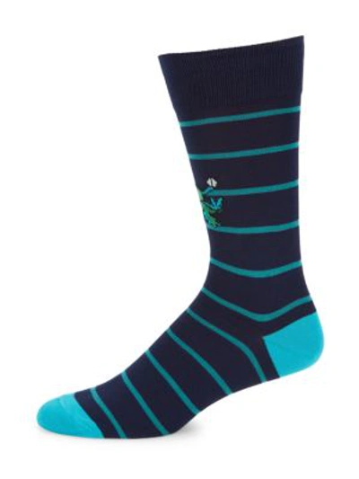 Shop Paul Smith Men's Alien Striped Socks In Navy