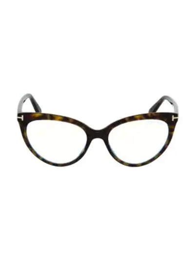 Shop Tom Ford 54mm Blue Block Cat Eye Eyeglasses In Dark Havana