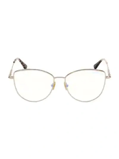 Shop Tom Ford 55mm Blue Block Cat Eye Eyeglasses In Gold