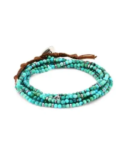 Shop Chan Luu Mixed Turquoise Beaded Wrap Bracelet In Blue