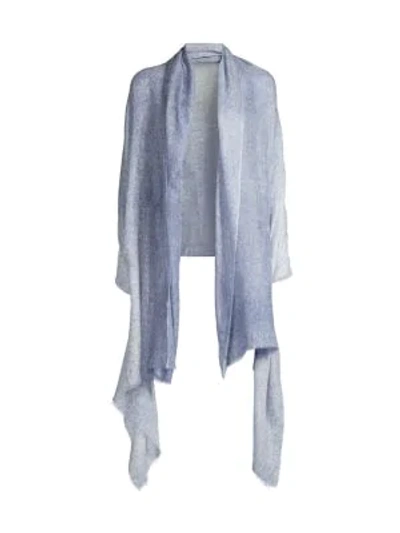 Shop White + Warren Women's Spray-dyed Woven Cashmere Wrap In Blue