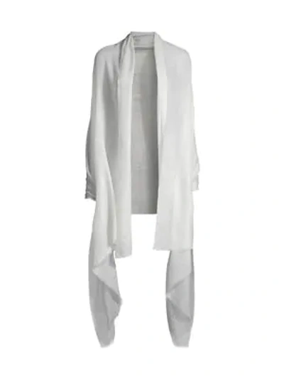 Shop White + Warren Spray-dyed Woven Cashmere Wrap In Cloud Grey