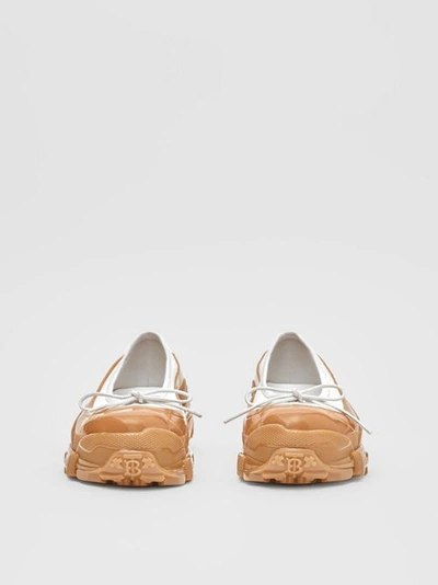 Shop Burberry Overshoe Detail Lambsk In White/amber