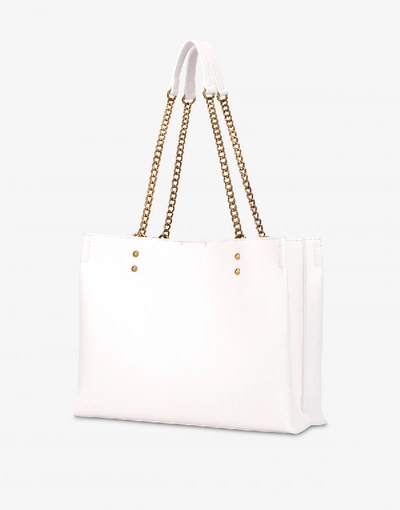 Shop Love Moschino Shopper With Lettering Logo In Ivory