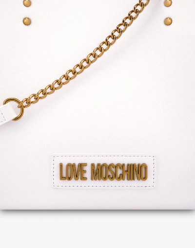 Shop Love Moschino Shopper With Lettering Logo In Ivory