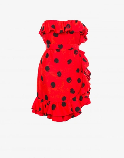 Shop Moschino Cadi Dress With Ruffle In Red