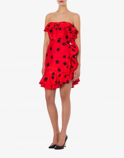 Shop Moschino Cadi Dress With Ruffle In Red