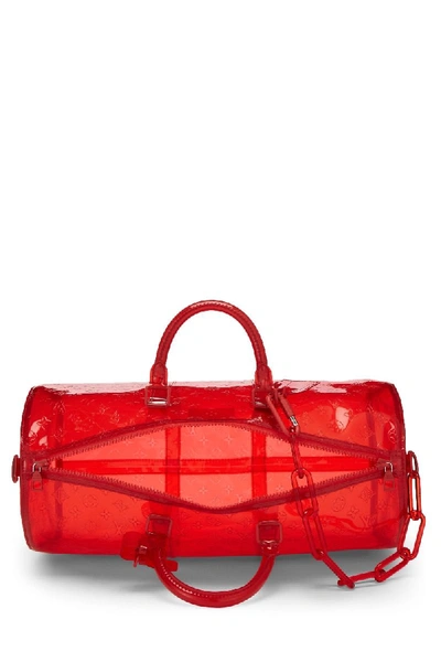 Louis Vuitton Keepall Bandouliere Monogram 50 Red in PVC with  Silver-color/Tone-on-Tone - US
