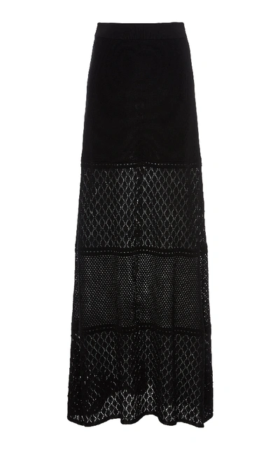 Shop Alexis Ecco High-rise Paneled Ribbed-knit Skirt In Black