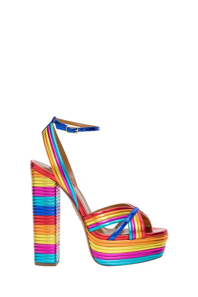 Shop Aquazzura Sundance Plateau Sandals In Multicolor