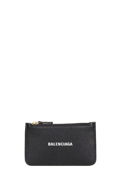 Shop Balenciaga Cash Long Wallet In Black Leather