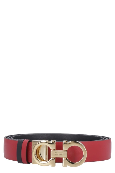 Shop Ferragamo Reversible Leather Belt In Red
