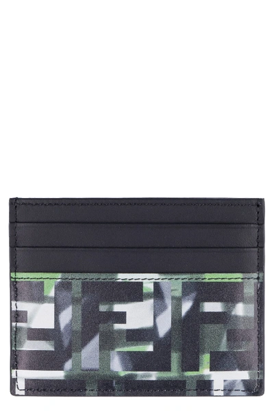 Shop Fendi Printed Leather Card Holder In Multicolor
