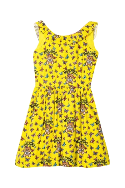 Shop Moschino Kids Printed Dress In Giallo