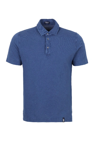 Shop Drumohr Cotton Piqué Polo Shirt In Blue