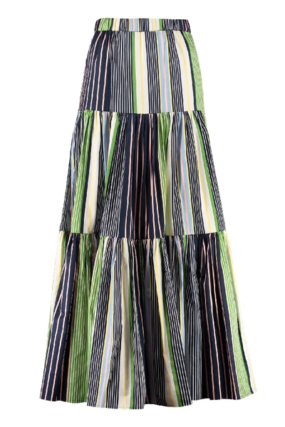 Shop Tory Burch Striped Cotton Skirt In Multicolor