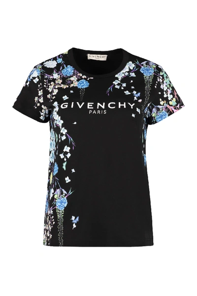 Shop Givenchy Printed Cotton T-shirt In Black