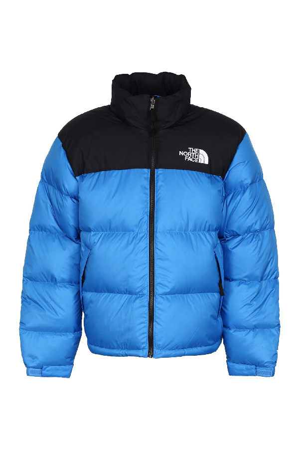 dark blue north face puffer