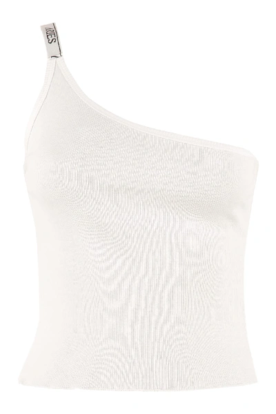 Shop Aries Cotton One-shoulder Top In White