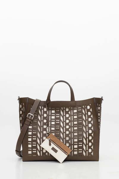 Shop Fendi Laser Cut Tote In Marrone