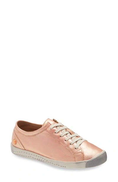 Shop Softinos By Fly London Isla Distressed Sneaker In Blush Gold Idra Leather