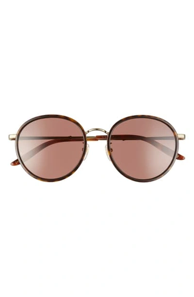 Shop Gucci 55mm Round Sunglasses In Dark Havana/ Brown