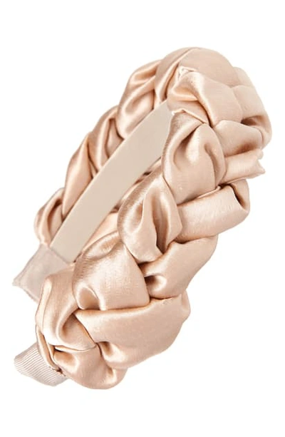 Shop Jennifer Behr Lorelei Braided Silk Headband In Almond