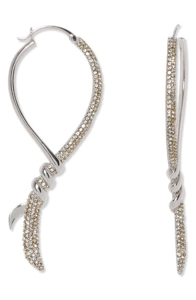 Shop Vince Camuto Twist Linear Hoop Earrings In Rhodium/crystal