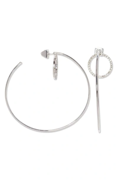 Shop Vince Camuto Double Pave Hoop Earrings In Rhodium/crystal