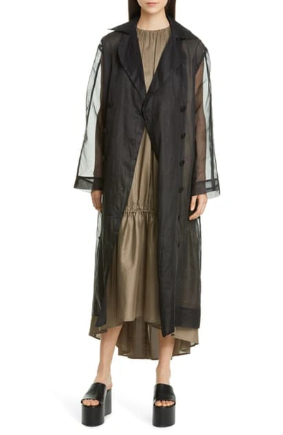 Shop Totême Pisa Double Breasted Organza Trench Coat In Black