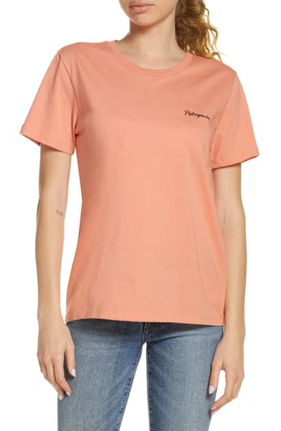 Shop Patagonia Free Hand Fitz Roy Organic Cotton Graphic Tee In Mellow Melon-memn